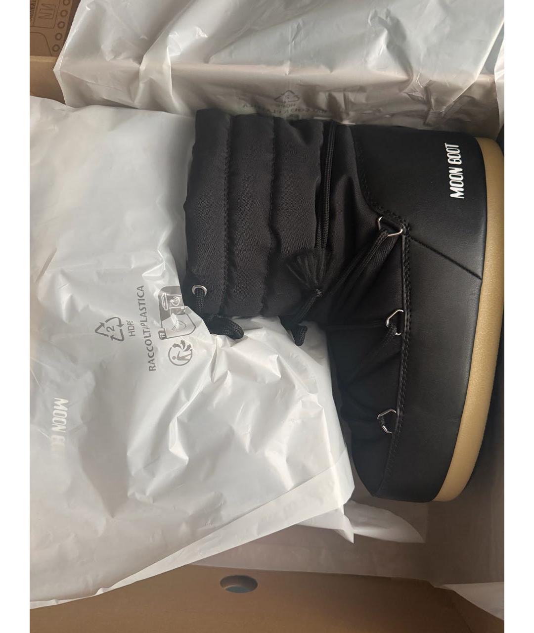 MOON BOOT Черные текстильные полусапоги, фото 7