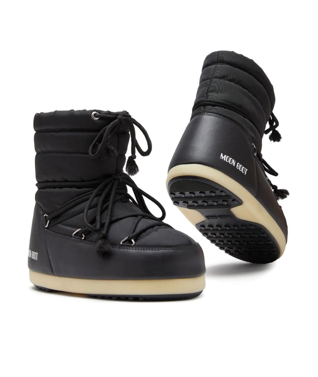 MOON BOOT Черные текстильные полусапоги, фото 4