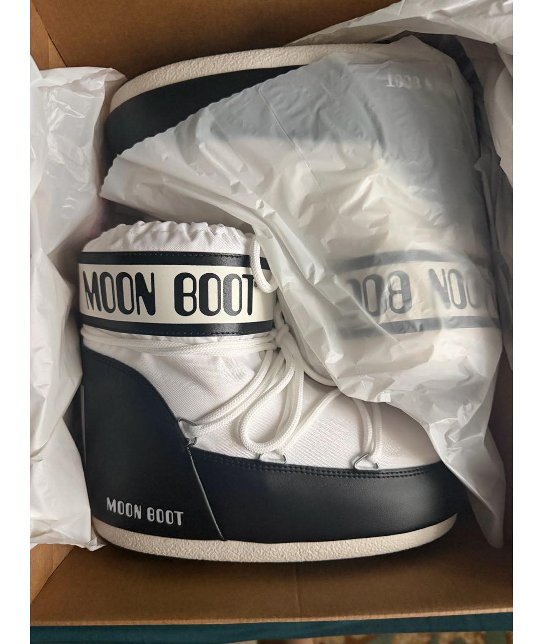 MOON BOOT Белые текстильные полусапоги, фото 6