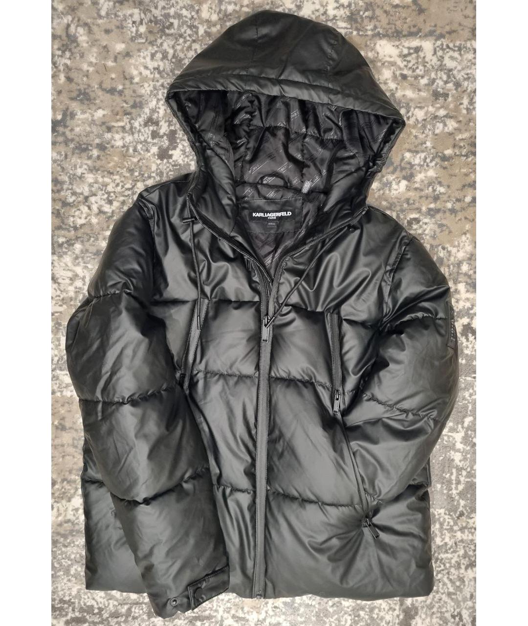 KARL LAGERFELD Черный полиуретановый пуховик, фото 2