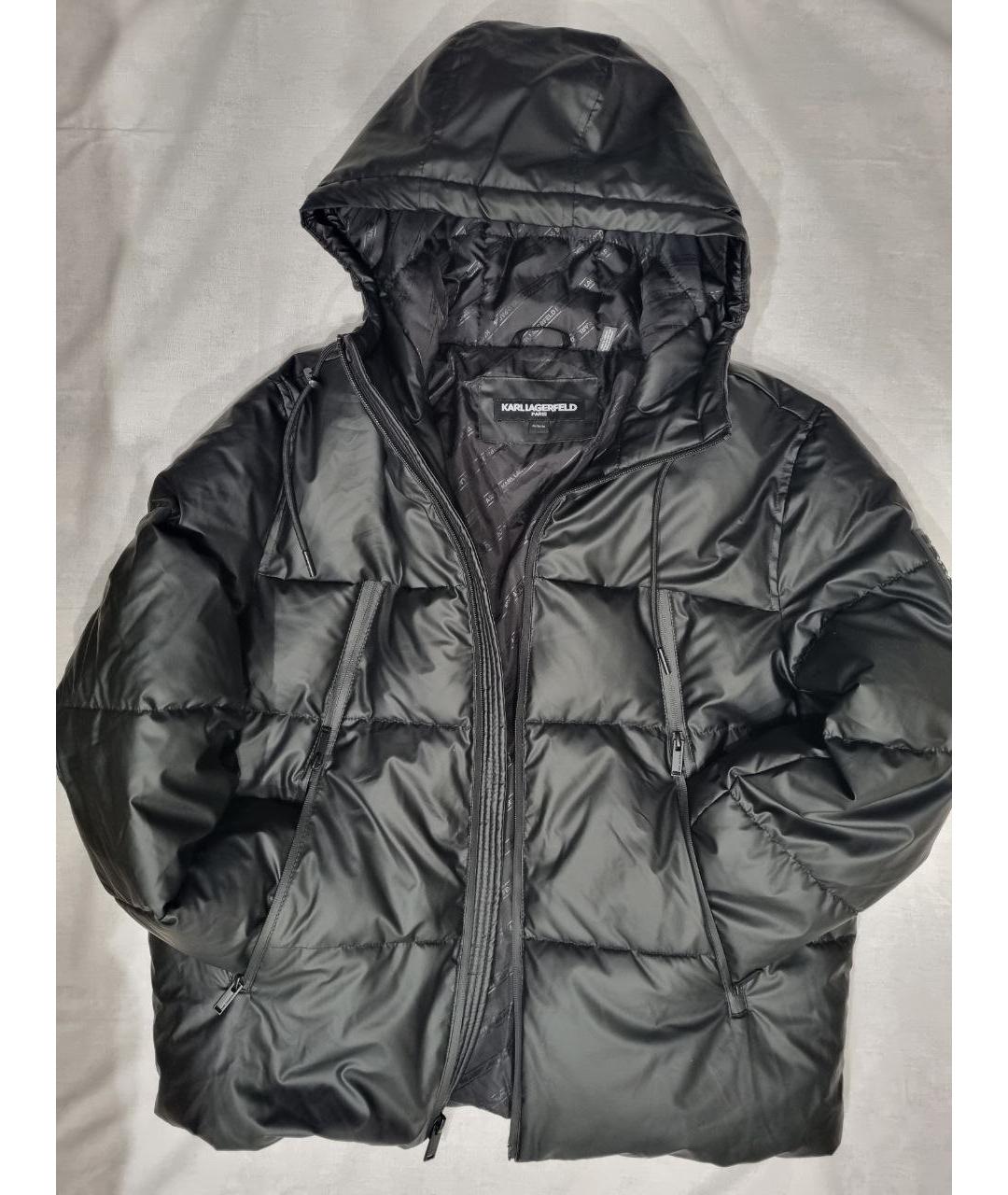 KARL LAGERFELD Черный полиуретановый пуховик, фото 6