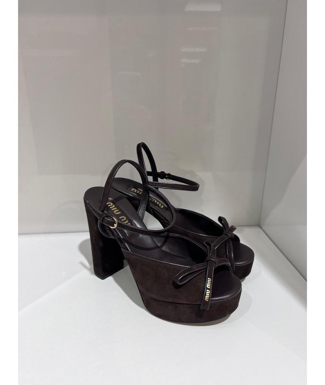 MIU MIU Коричневые босоножки, фото 2