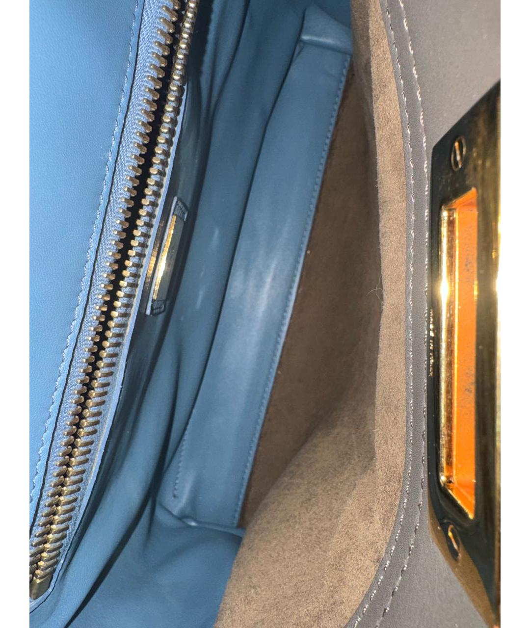 FENDI Антрацитовая кожаная сумка с короткими ручками, фото 7