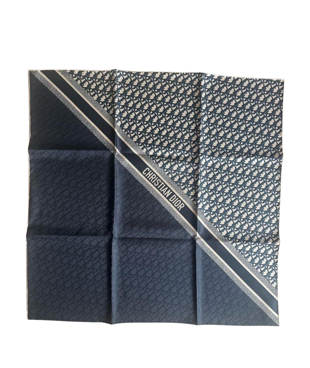 CHRISTIAN DIOR Темно-синий шелковый платок, фото 1