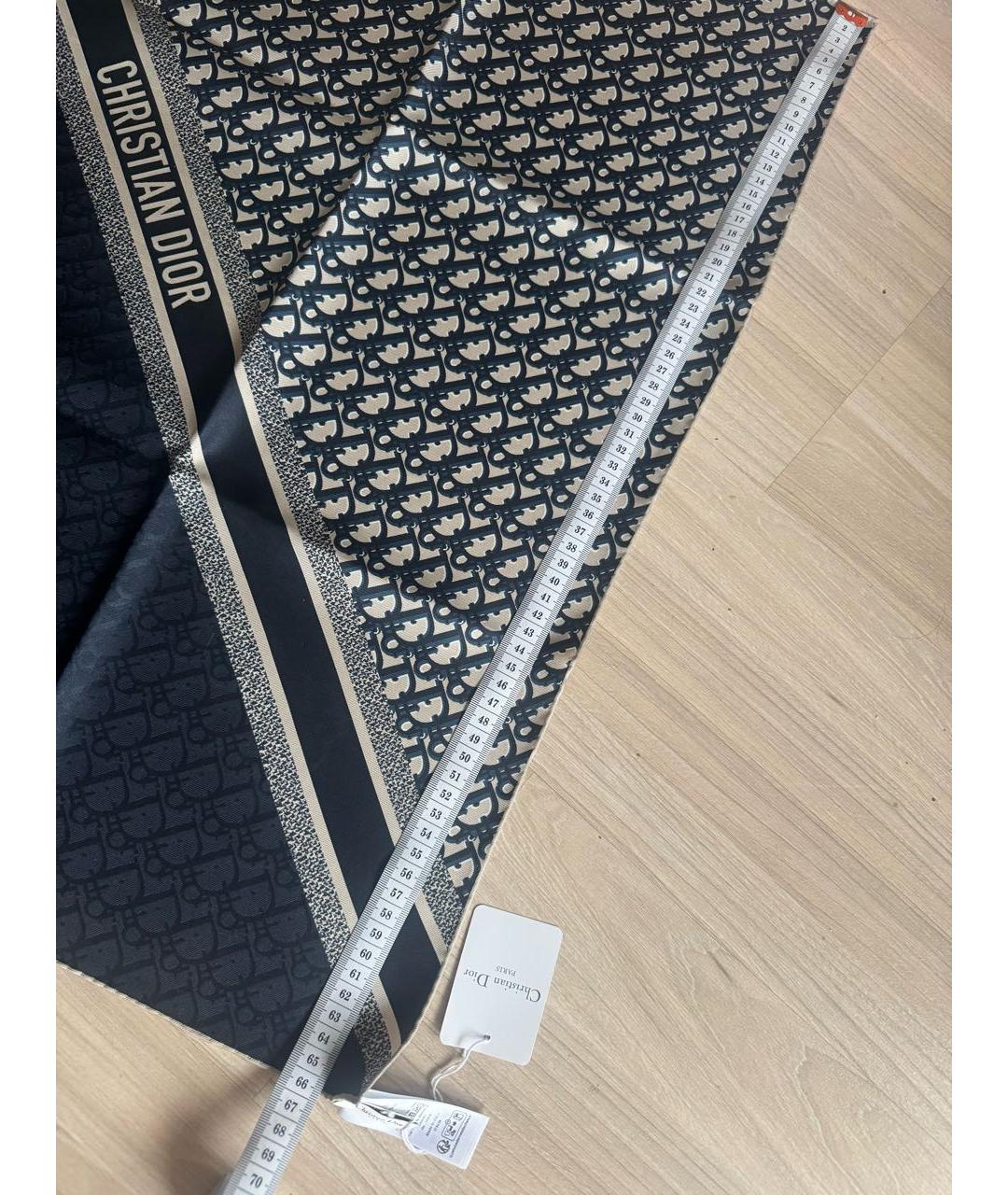 CHRISTIAN DIOR Темно-синий шелковый платок, фото 2