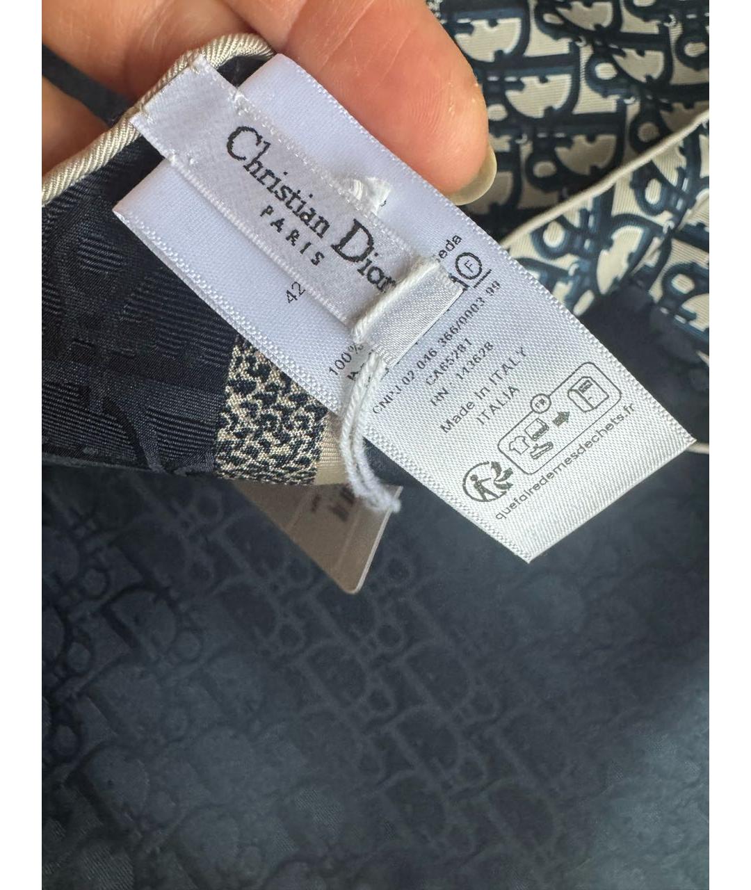 CHRISTIAN DIOR Темно-синий шелковый платок, фото 3