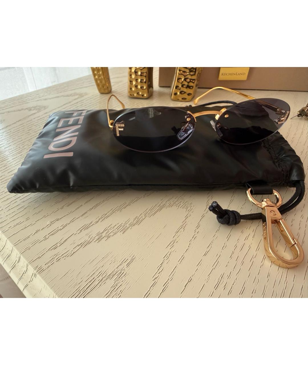 FENDI Синие металлические солнцезащитные очки, фото 4