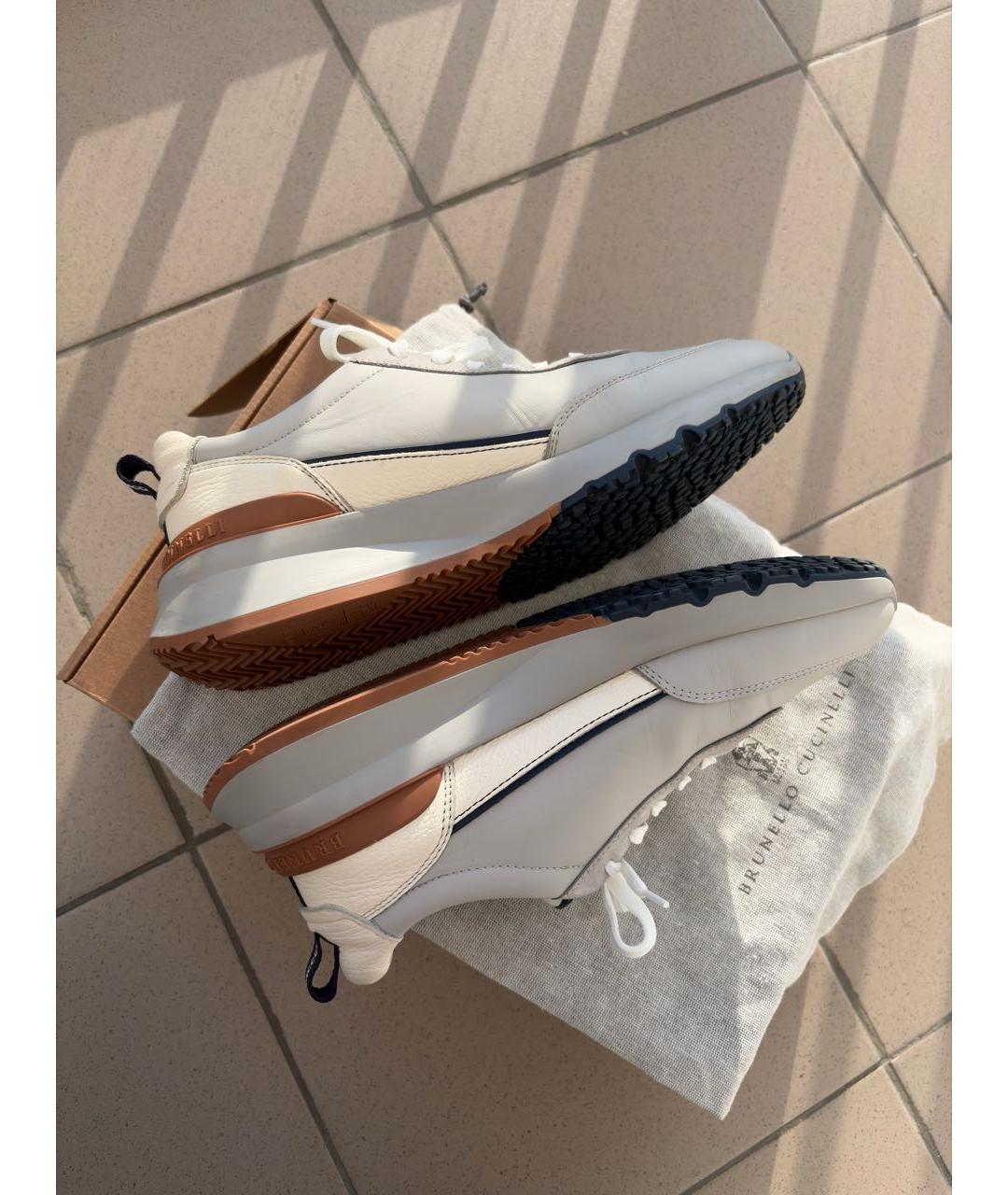 BRUNELLO CUCINELLI Серые кожаные низкие кроссовки / кеды, фото 6