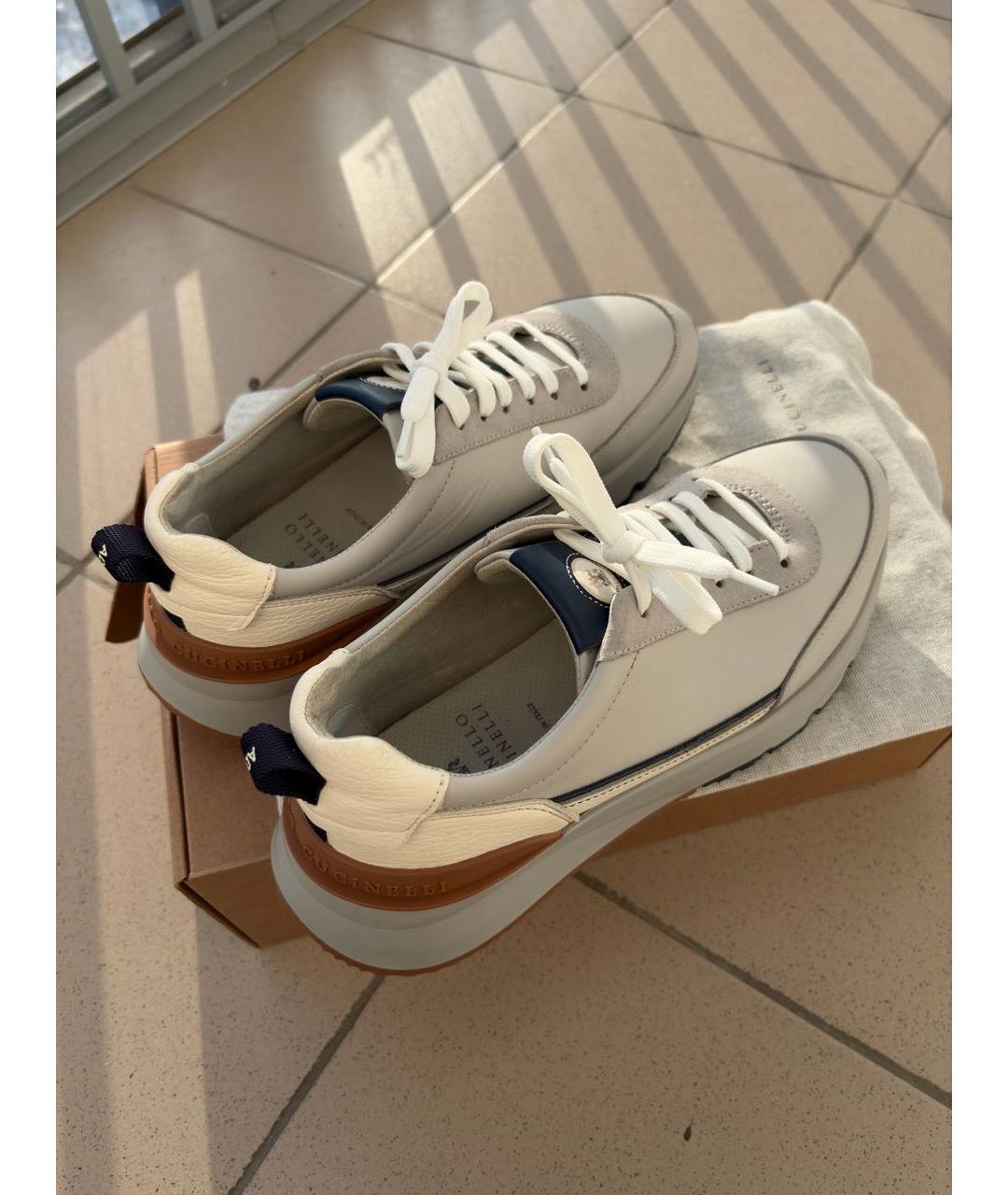 BRUNELLO CUCINELLI Серые кожаные низкие кроссовки / кеды, фото 3