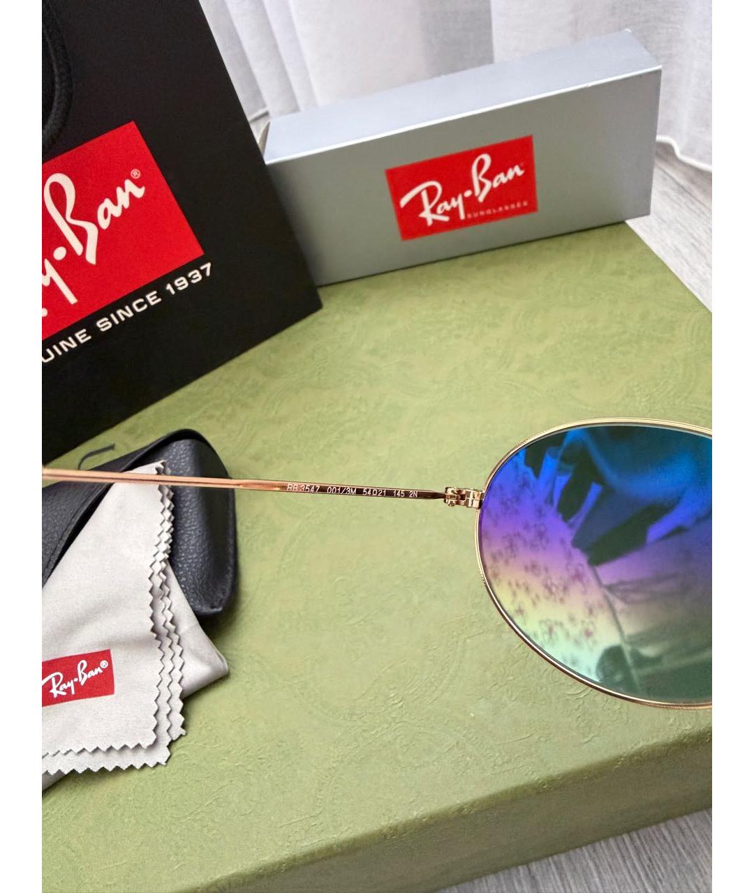 RAY BAN Антрацитовые металлические солнцезащитные очки, фото 6