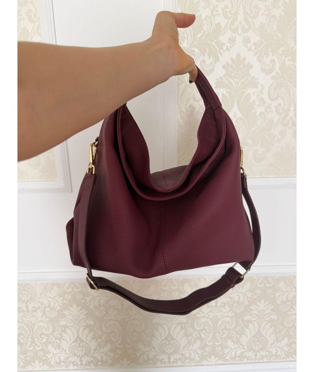 MANU ATELIER Бордовая кожаная сумка через плечо, фото 3
