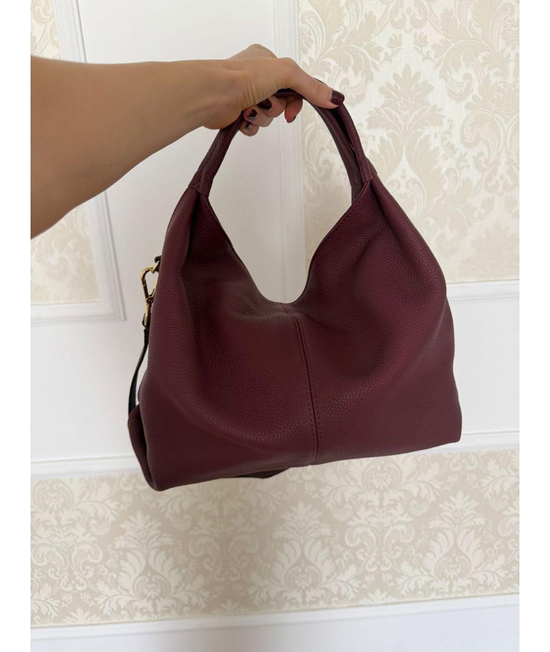 MANU ATELIER Бордовая кожаная сумка через плечо, фото 4