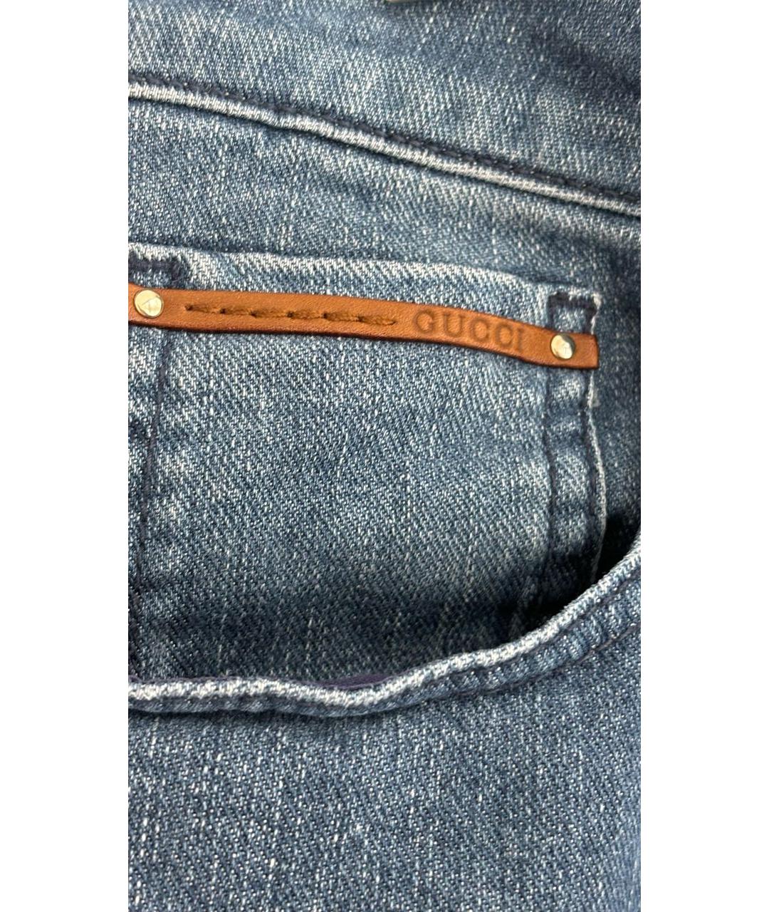 GUCCI Темно-синие хлопко-эластановые прямые джинсы, фото 6