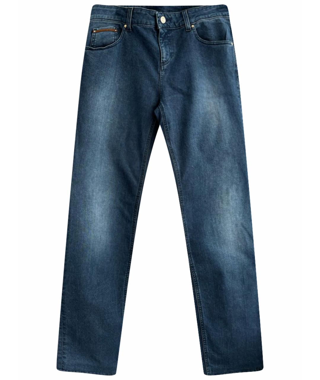 GUCCI Темно-синие хлопко-эластановые прямые джинсы, фото 1