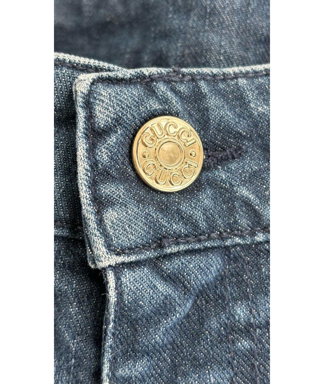 GUCCI Темно-синие хлопко-эластановые прямые джинсы, фото 5