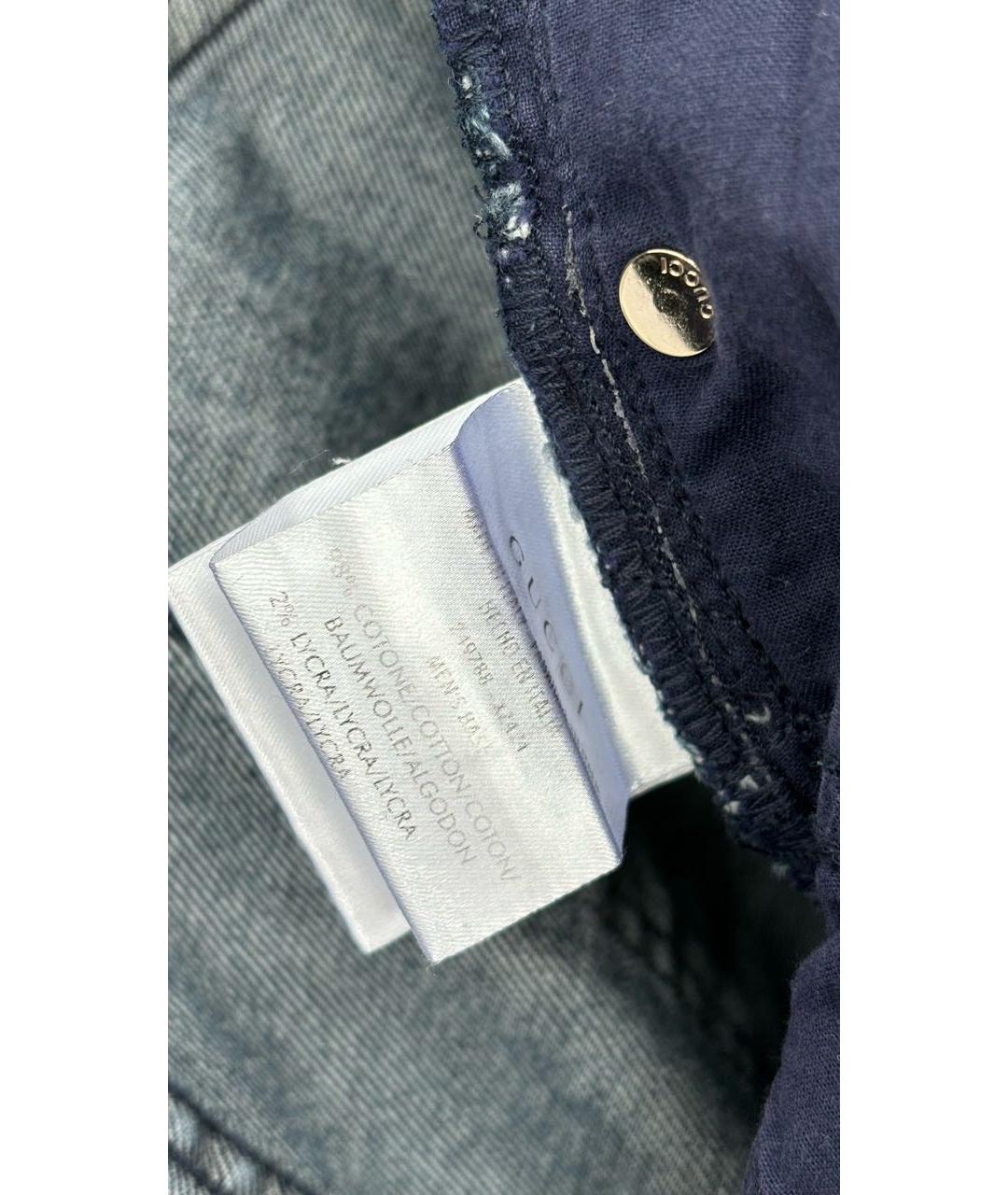 GUCCI Темно-синие хлопко-эластановые прямые джинсы, фото 7