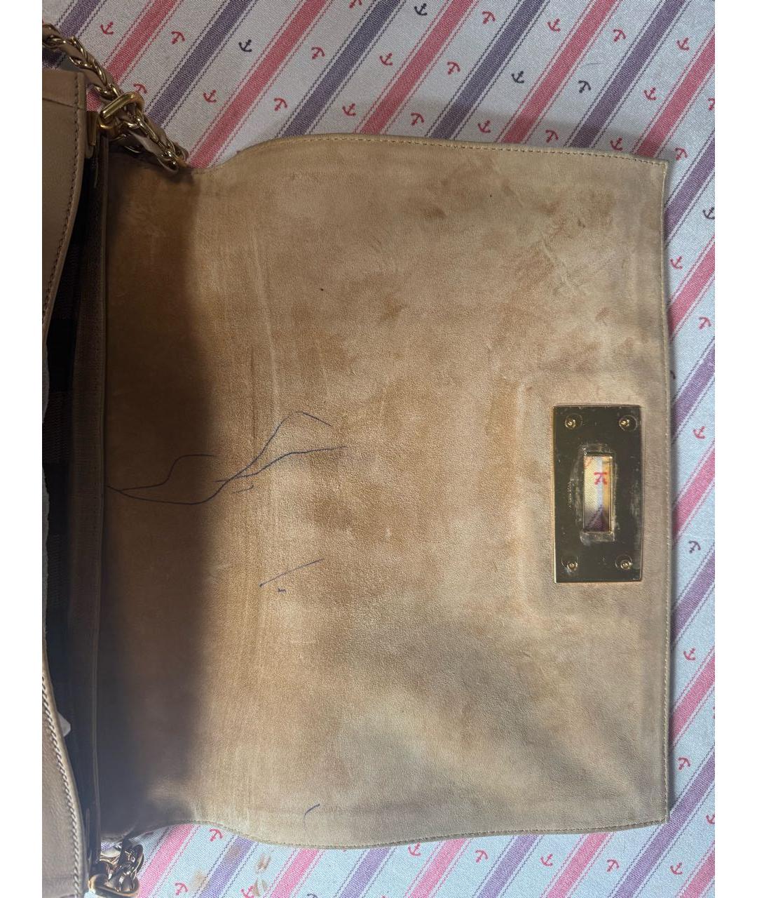 FENDI Бежевая кожаная сумка через плечо, фото 6