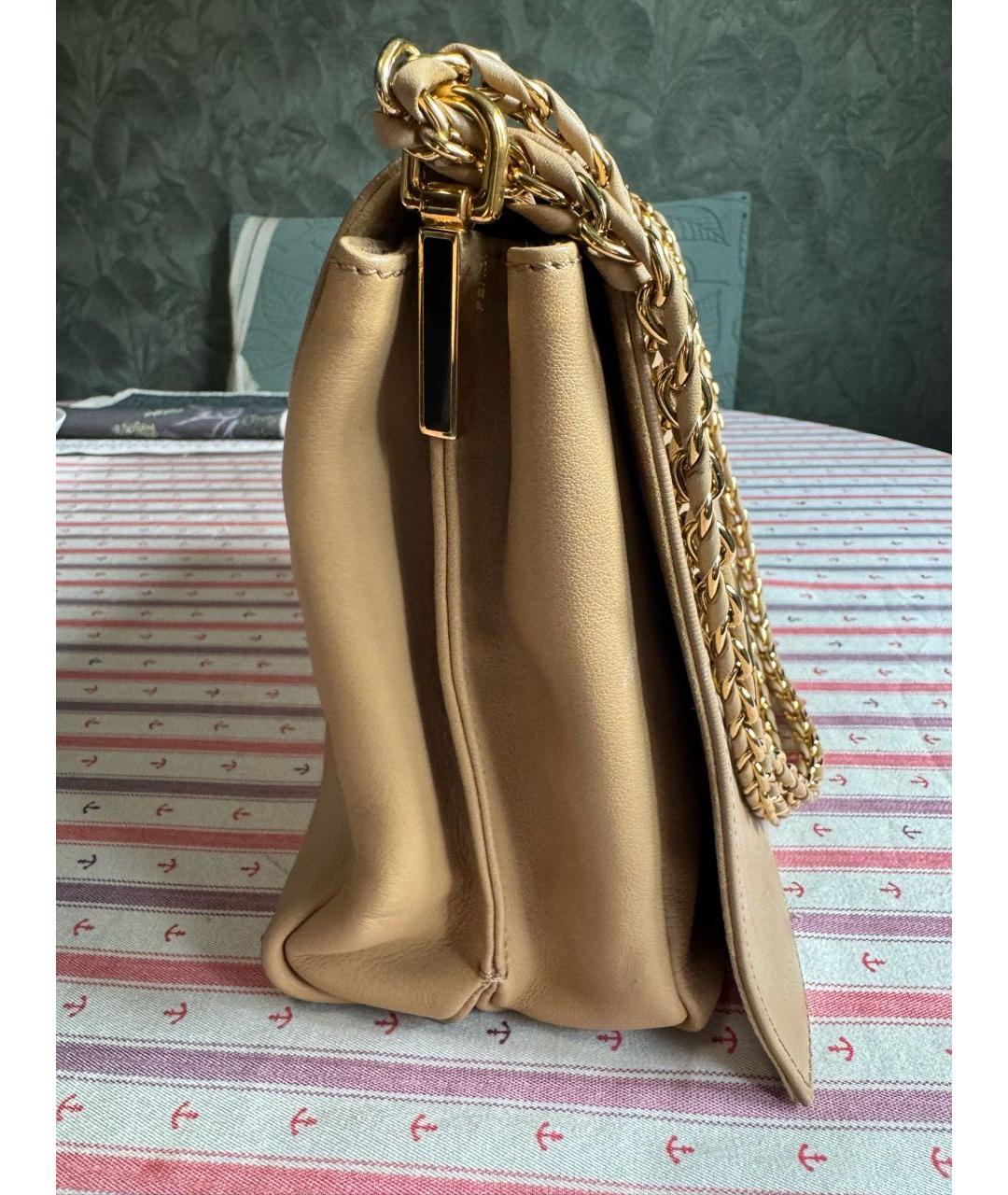 FENDI Бежевая кожаная сумка через плечо, фото 3