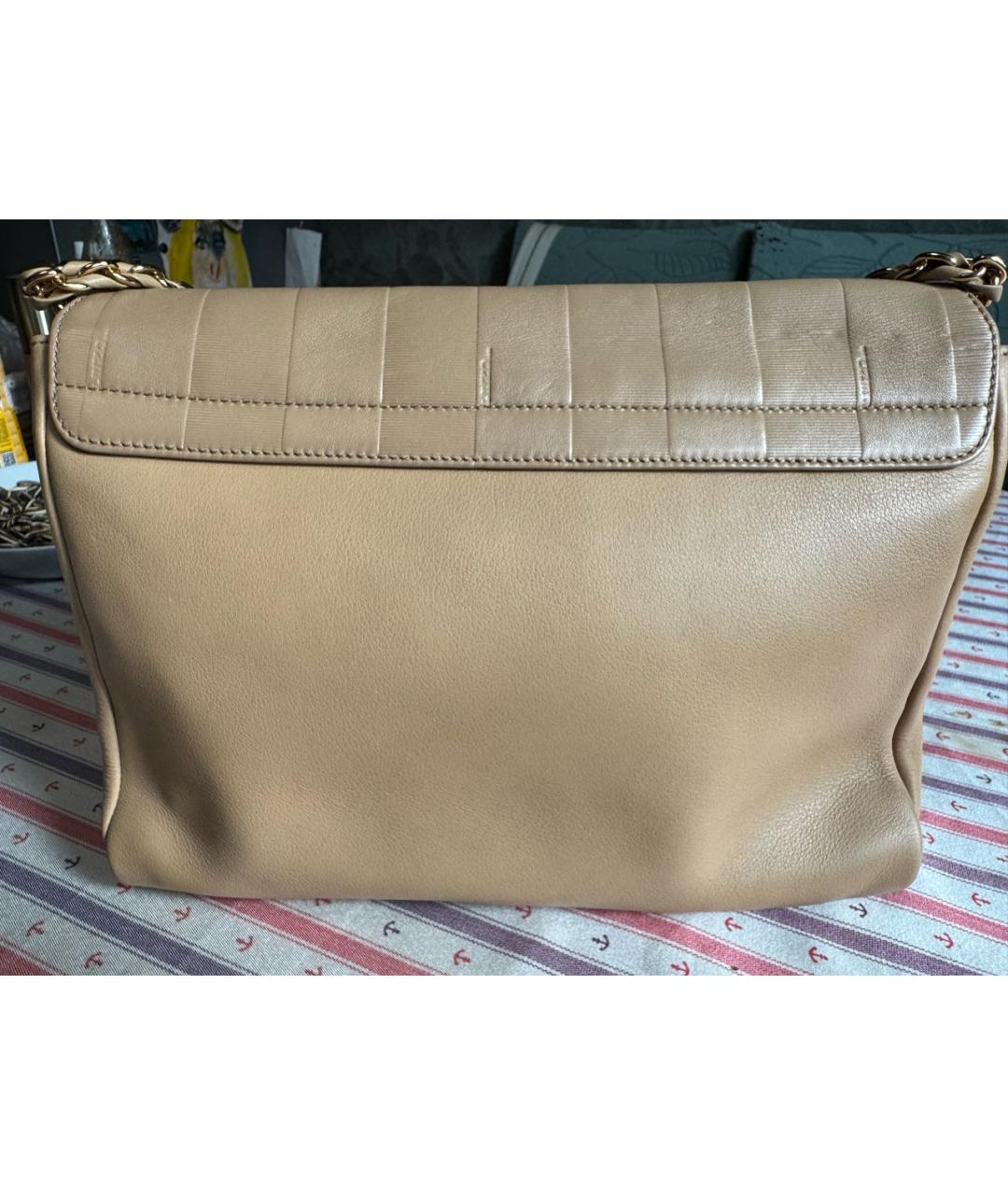 FENDI Бежевая кожаная сумка через плечо, фото 2