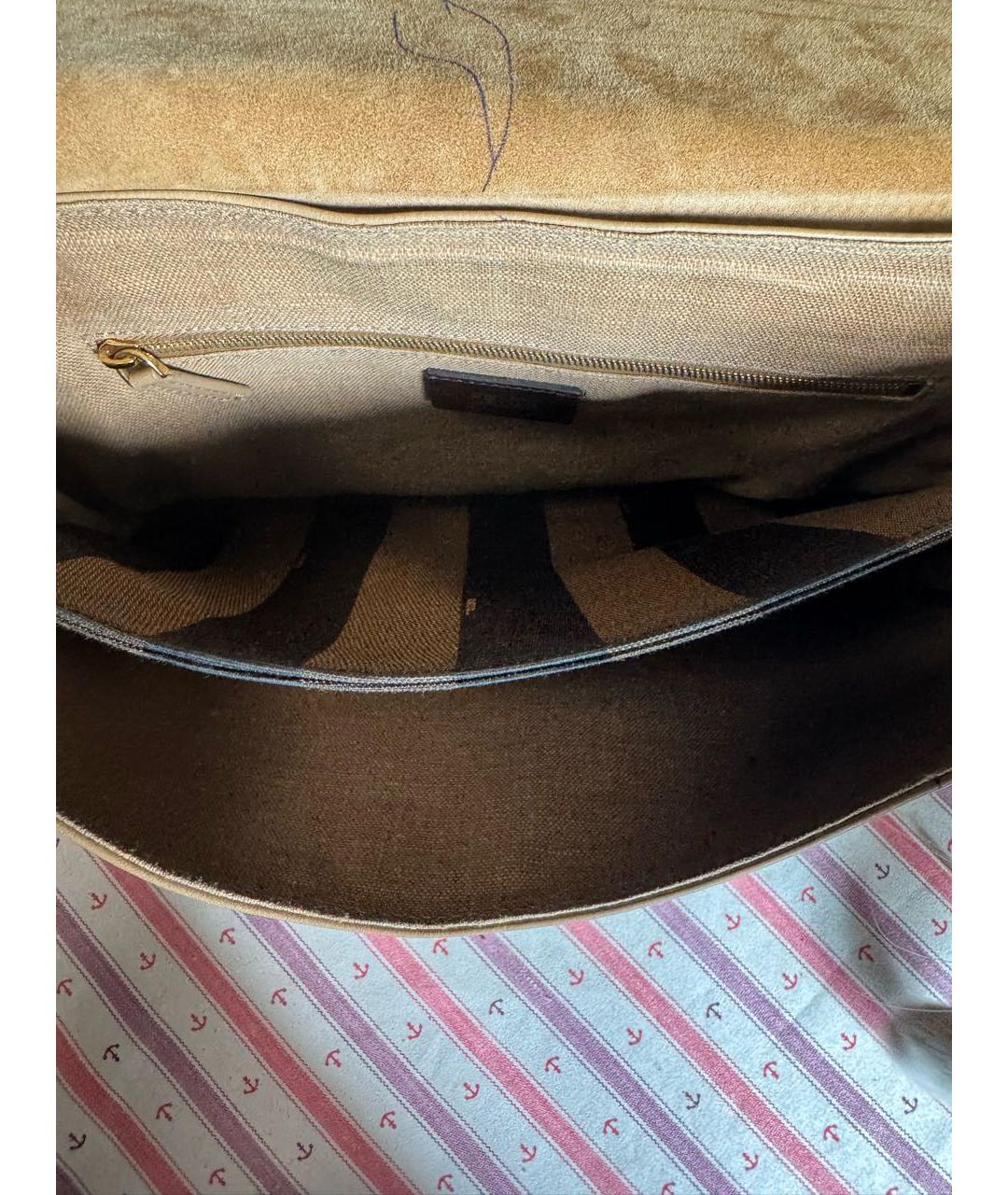 FENDI Бежевая кожаная сумка через плечо, фото 7