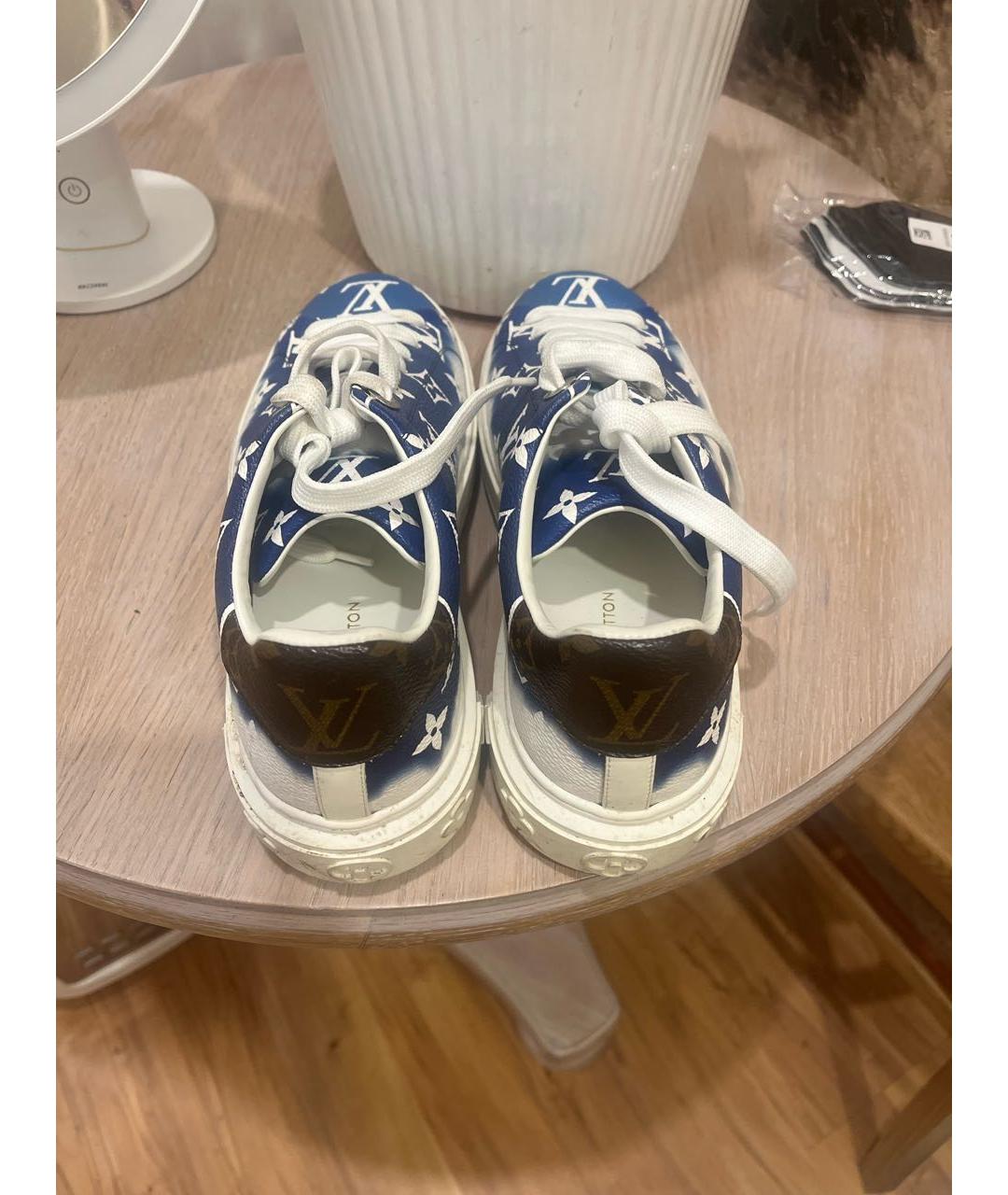 LOUIS VUITTON Синие кожаные кроссовки, фото 3