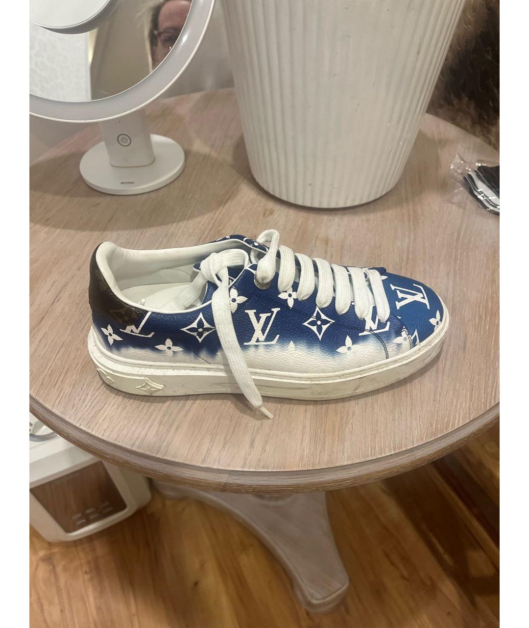 LOUIS VUITTON Синие кожаные кроссовки, фото 5