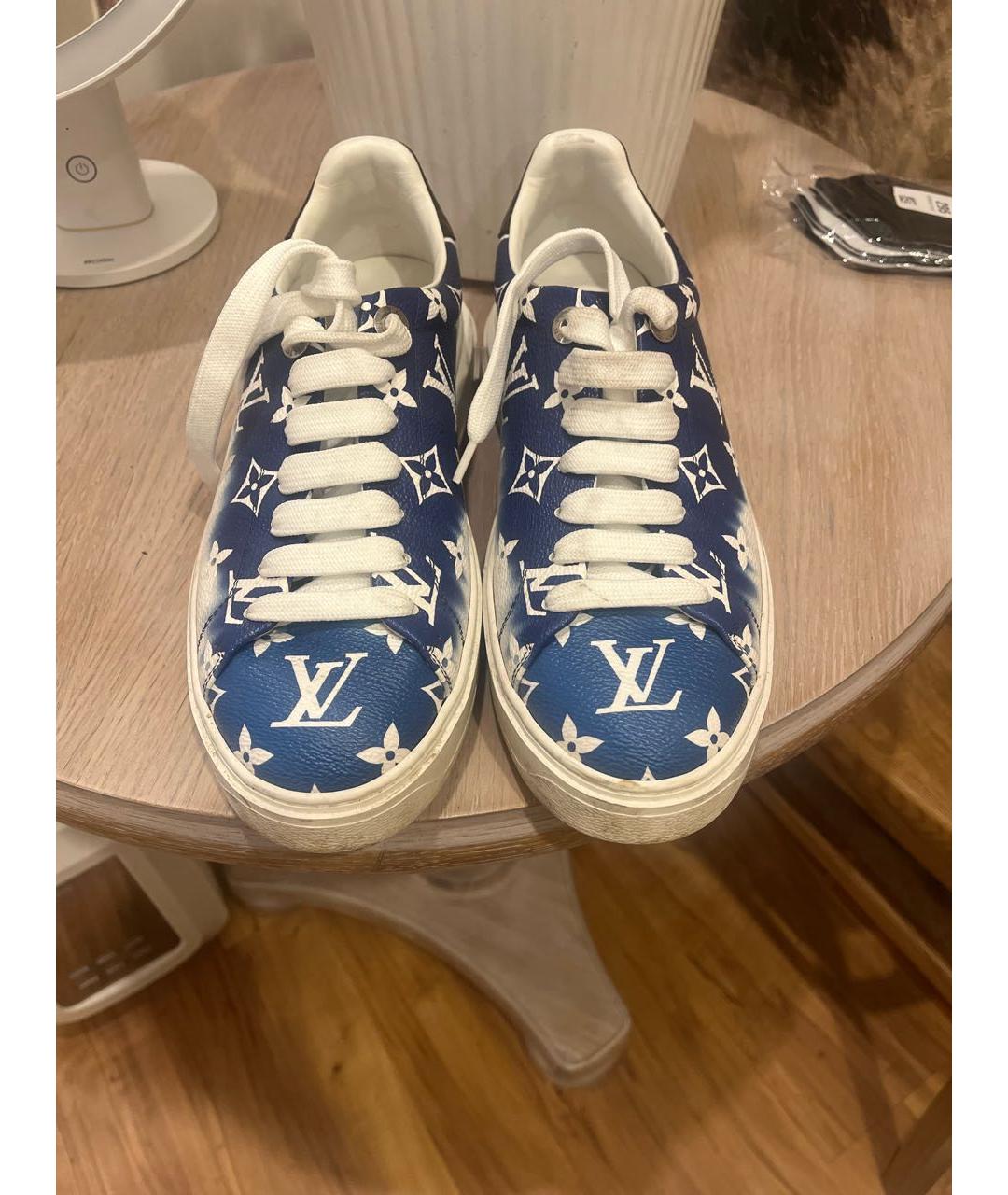 LOUIS VUITTON Синие кожаные кроссовки, фото 2