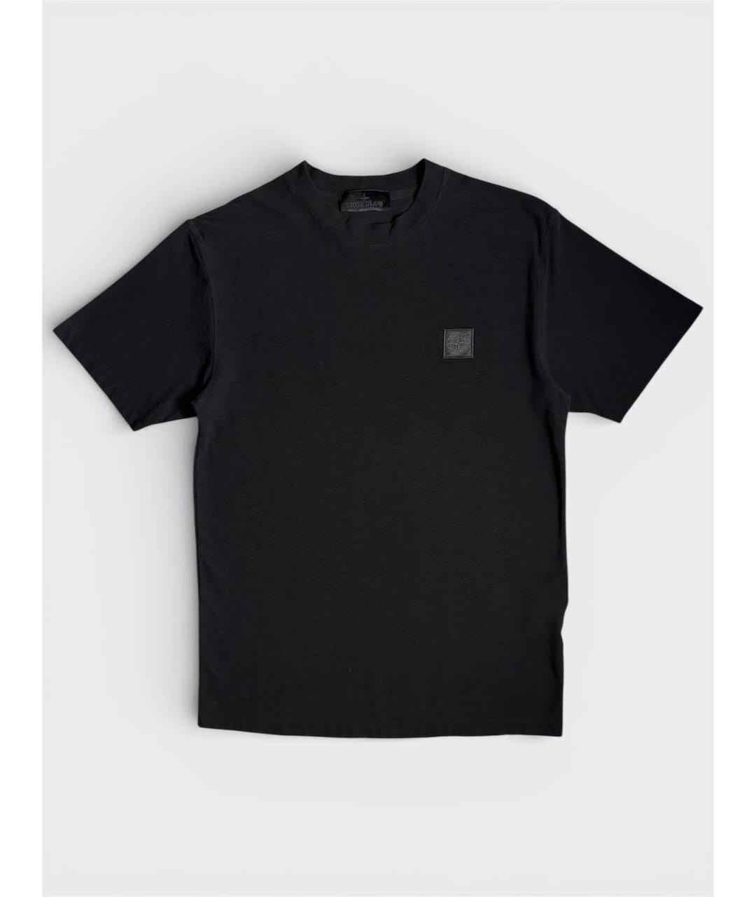 STONE ISLAND Черная хлопковая футболка, фото 6