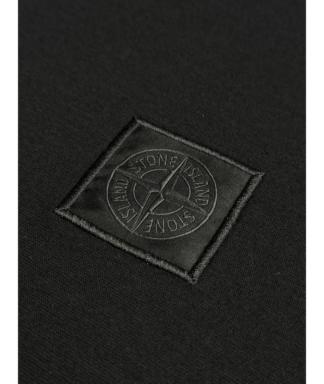 STONE ISLAND Черная хлопковая футболка, фото 4