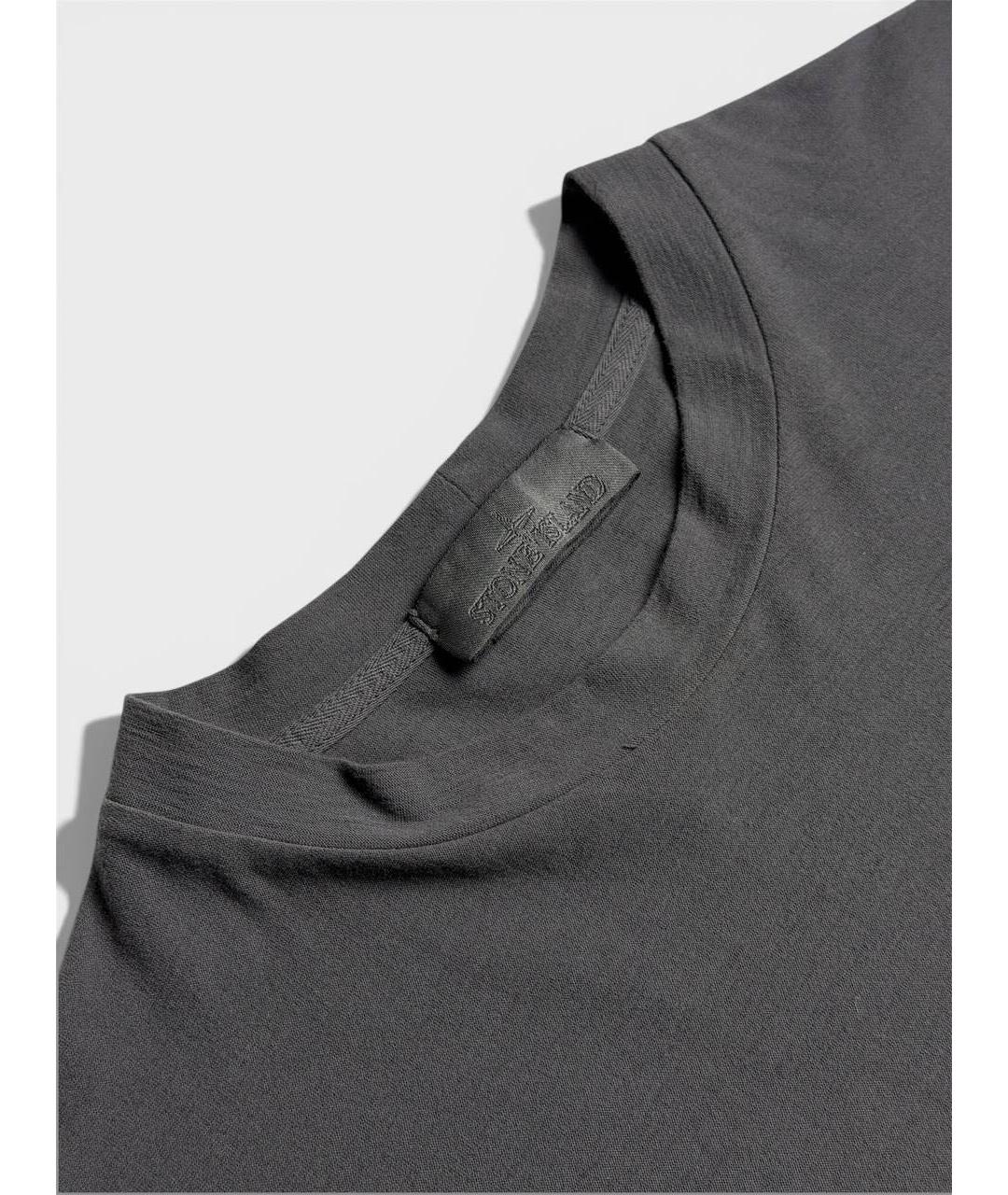 STONE ISLAND Серая хлопковая футболка, фото 3