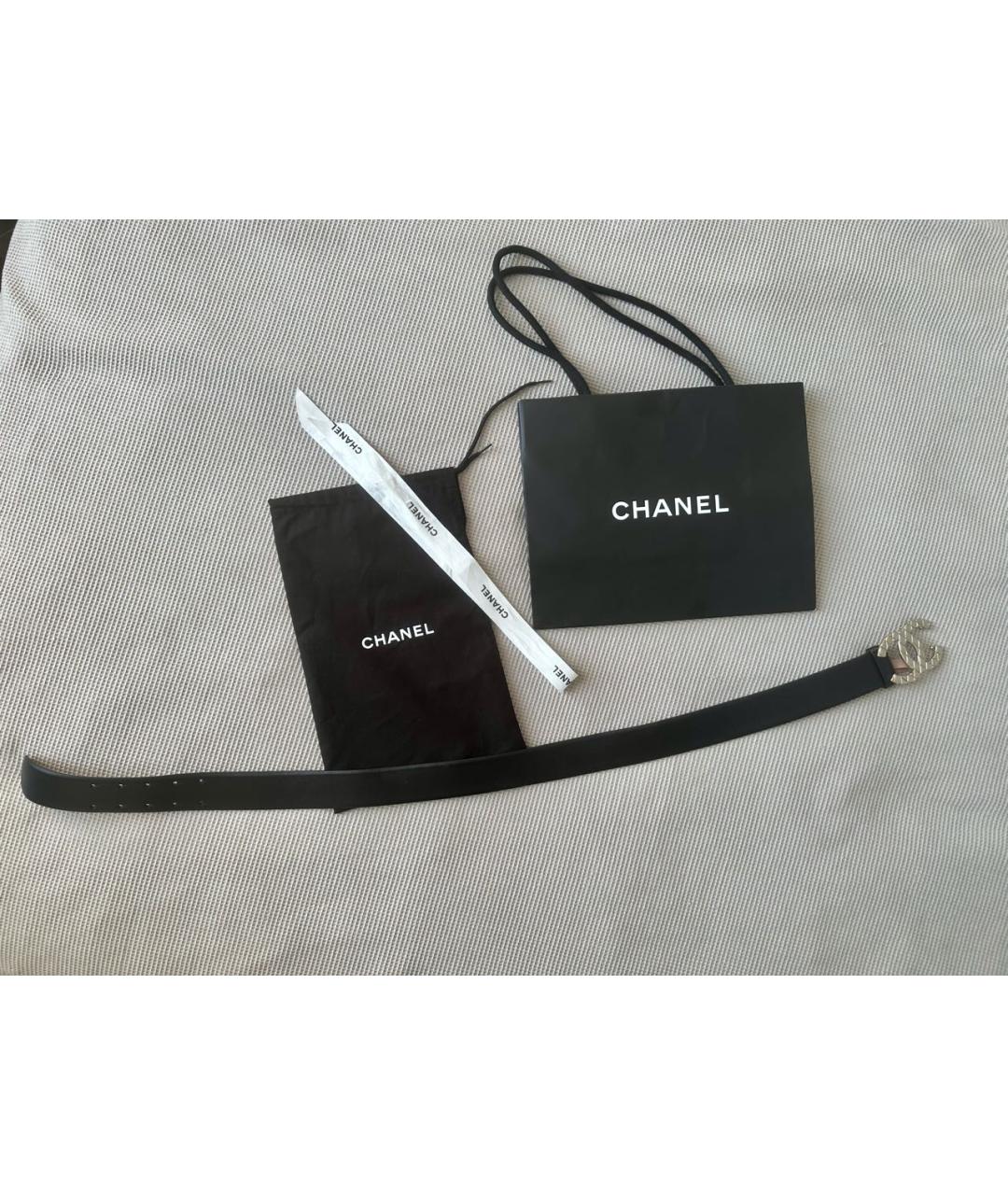 CHANEL Черный кожаный ремень, фото 2