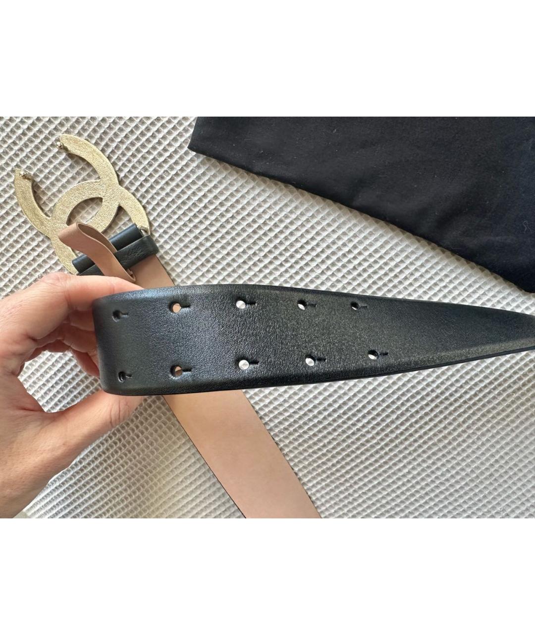 CHANEL Черный кожаный ремень, фото 3