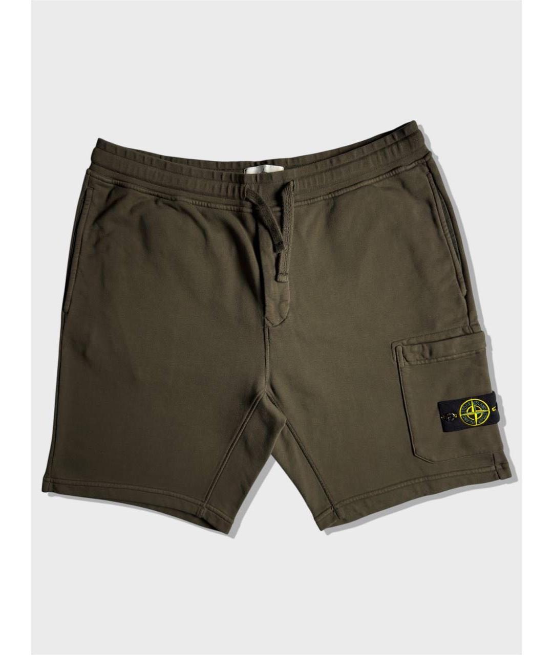 STONE ISLAND Хаки хлопковые шорты, фото 6