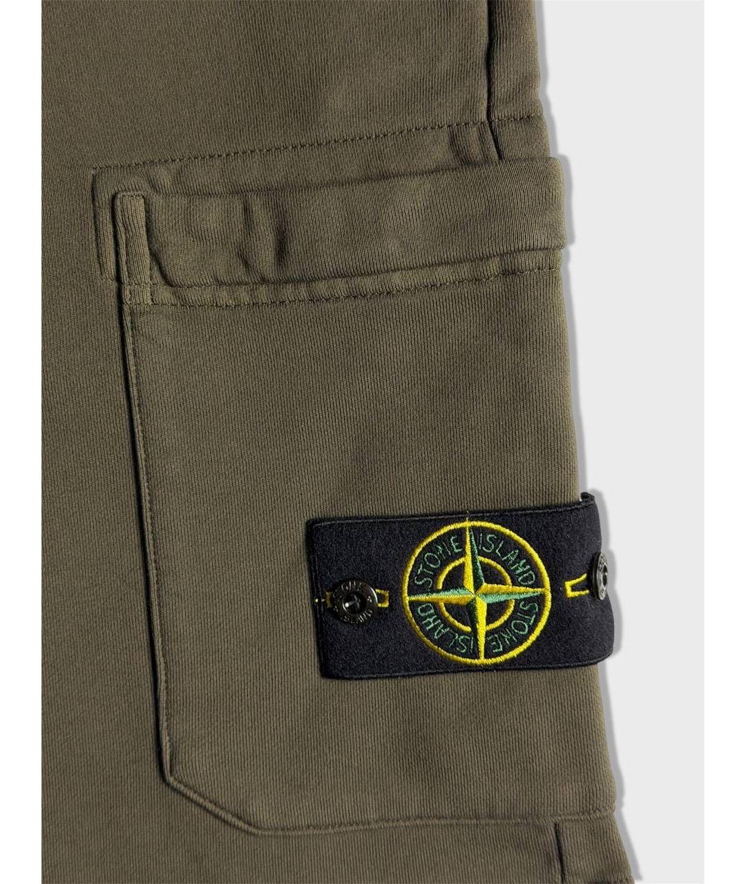 STONE ISLAND Хаки хлопковые шорты, фото 4