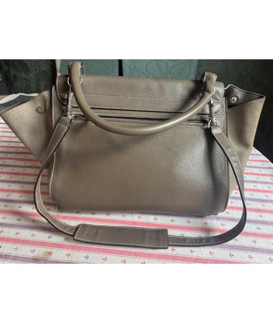 CELINE Серая кожаная сумка с короткими ручками, фото 2