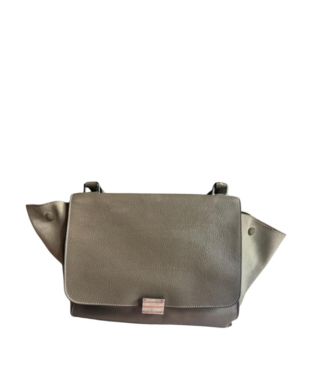 CELINE Серая кожаная сумка с короткими ручками, фото 1