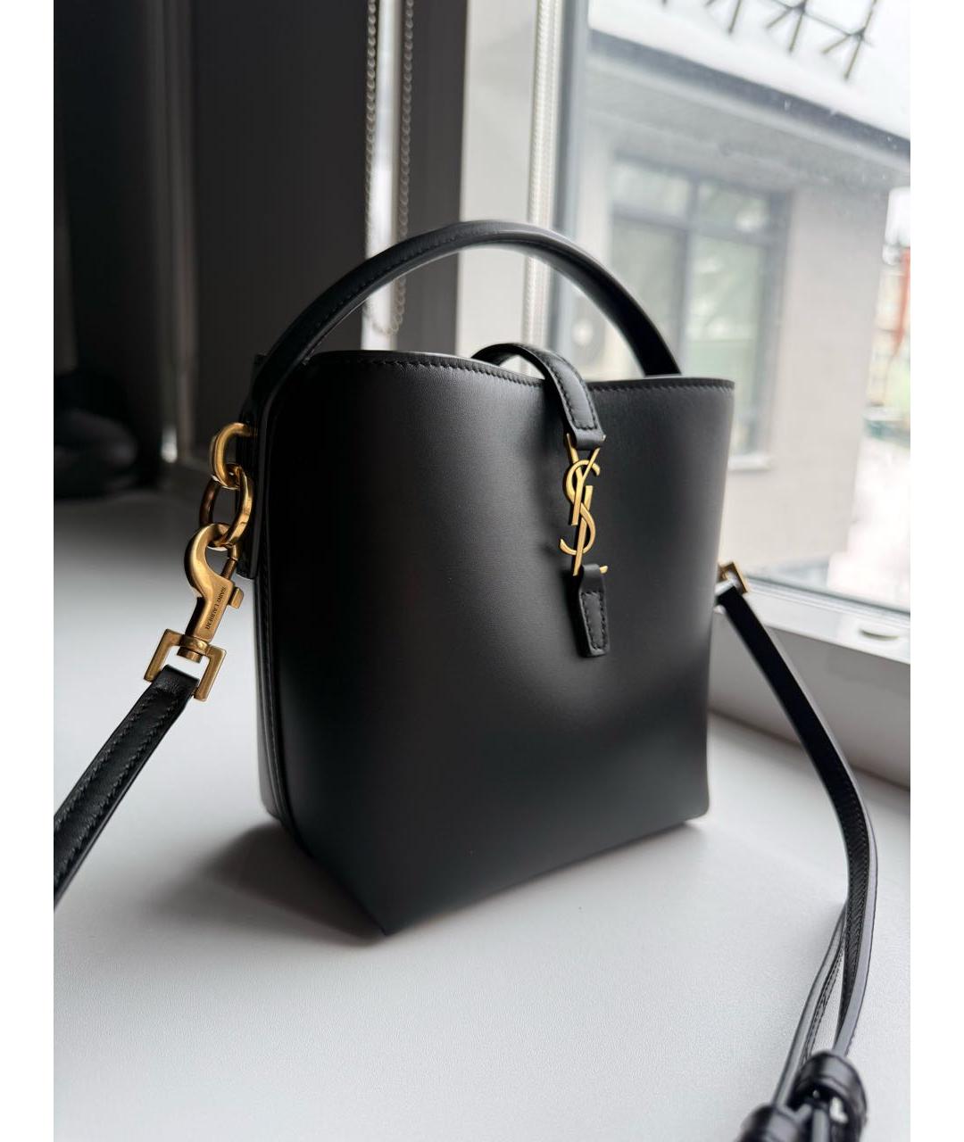 SAINT LAURENT Черная кожаная сумка с короткими ручками, фото 2