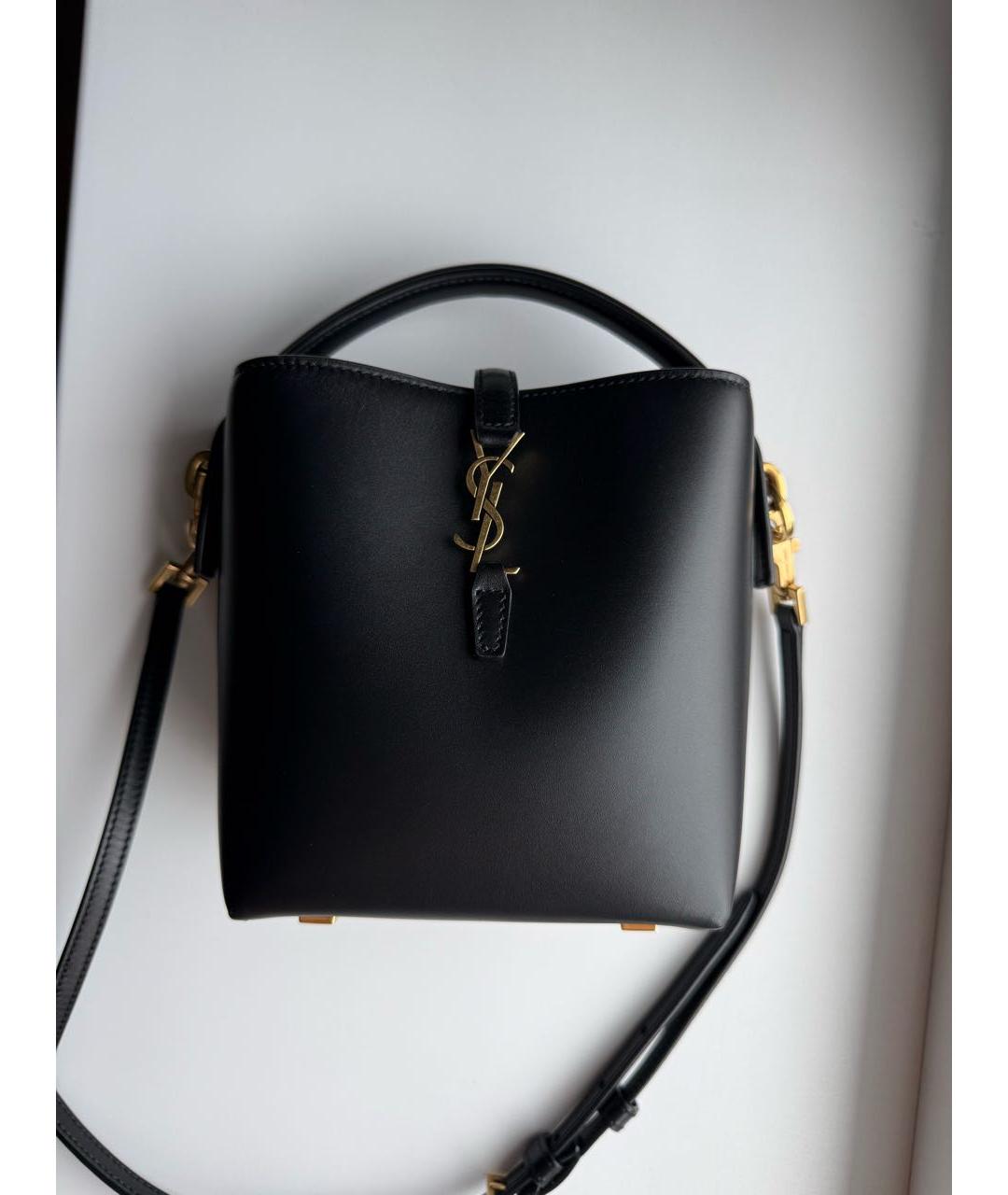 SAINT LAURENT Черная кожаная сумка с короткими ручками, фото 9