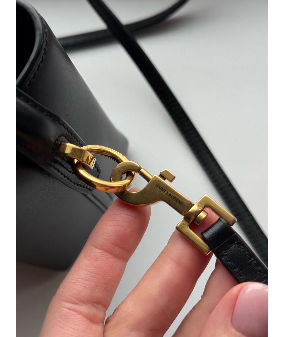 SAINT LAURENT Черная кожаная сумка с короткими ручками, фото 6