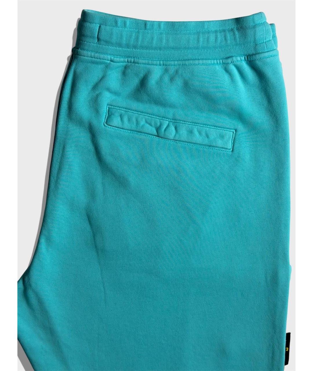 STONE ISLAND Бирюзовые хлопковые шорты, фото 5