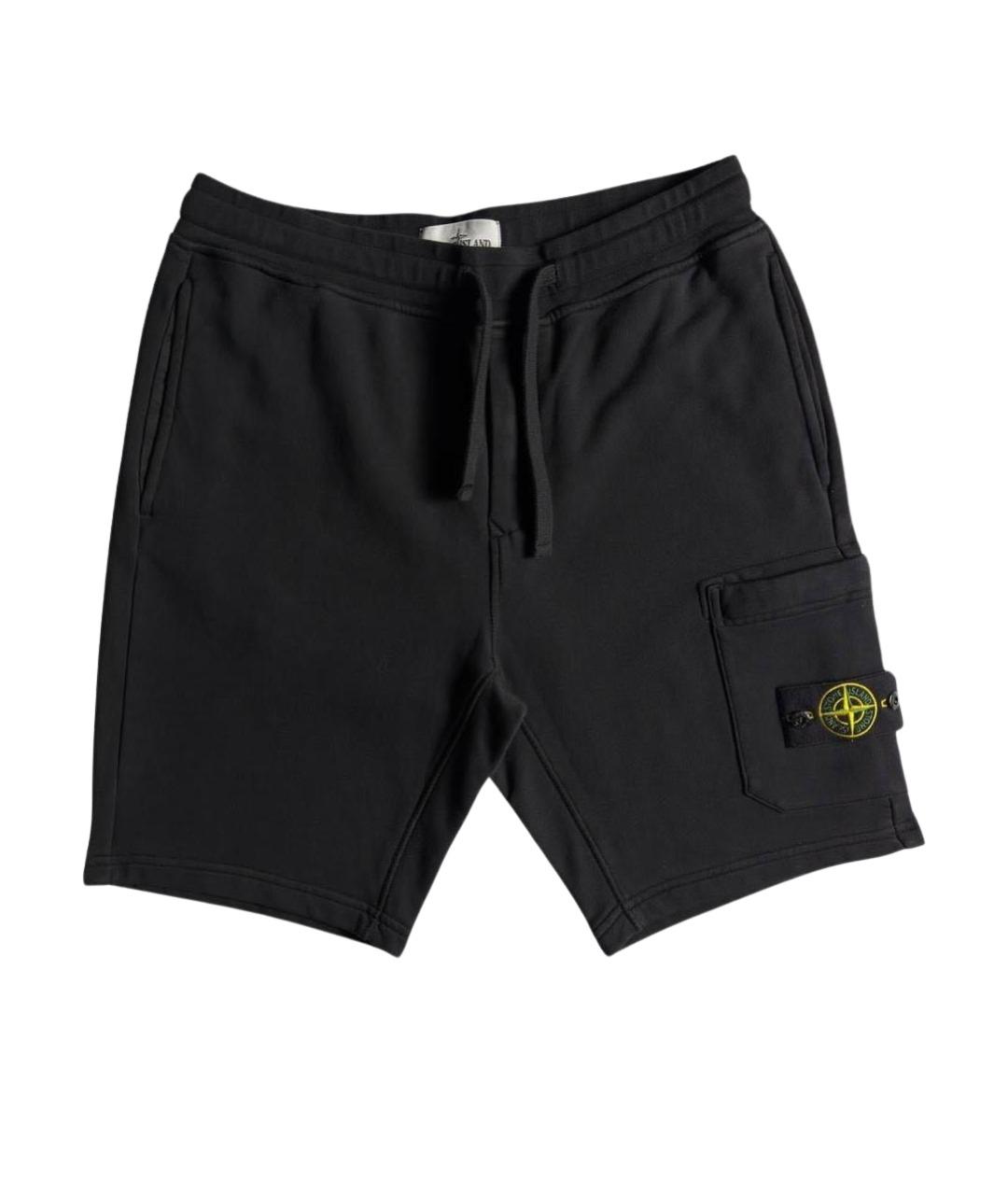 STONE ISLAND Черные хлопковые шорты, фото 1