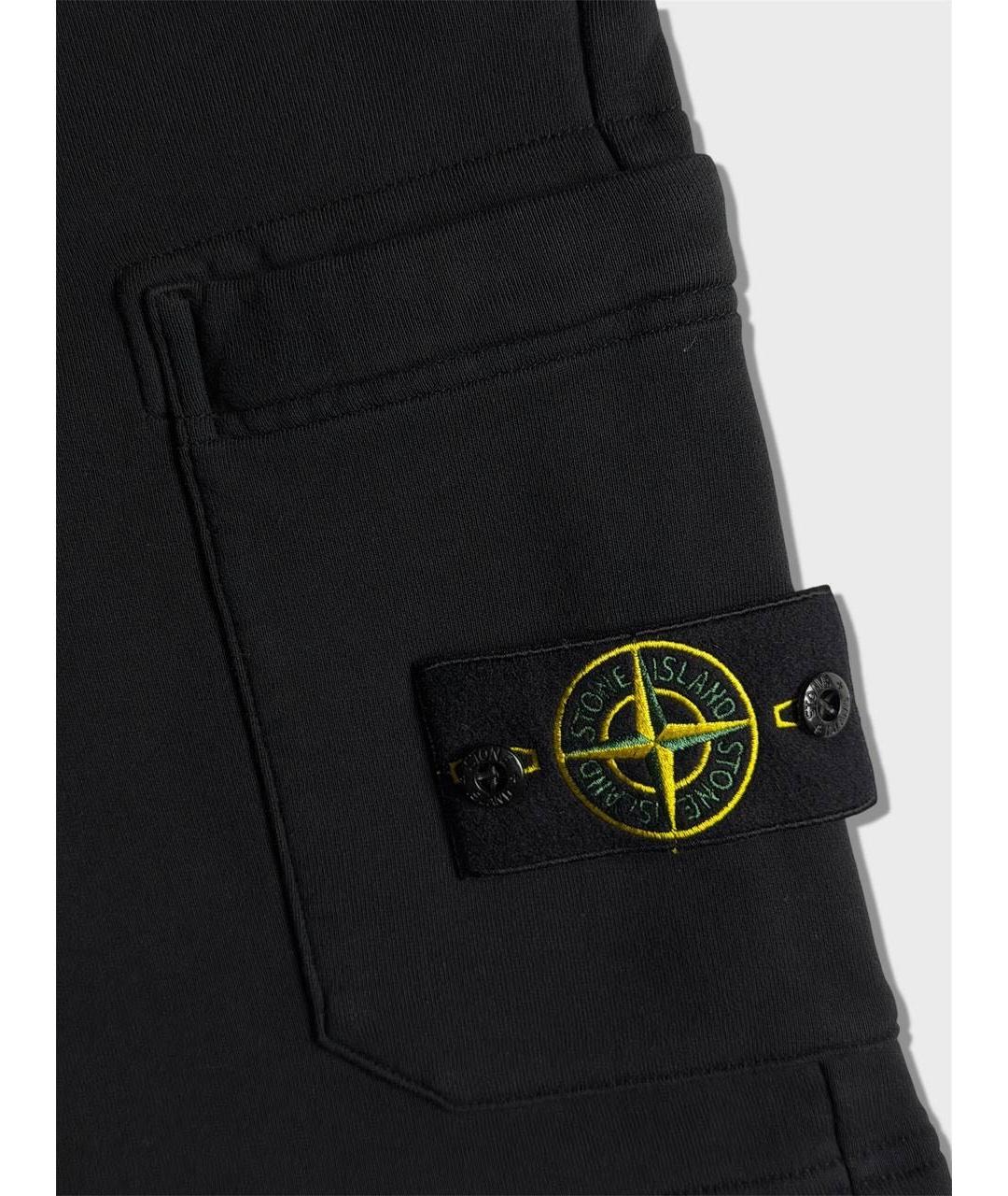 STONE ISLAND Черные хлопковые шорты, фото 4