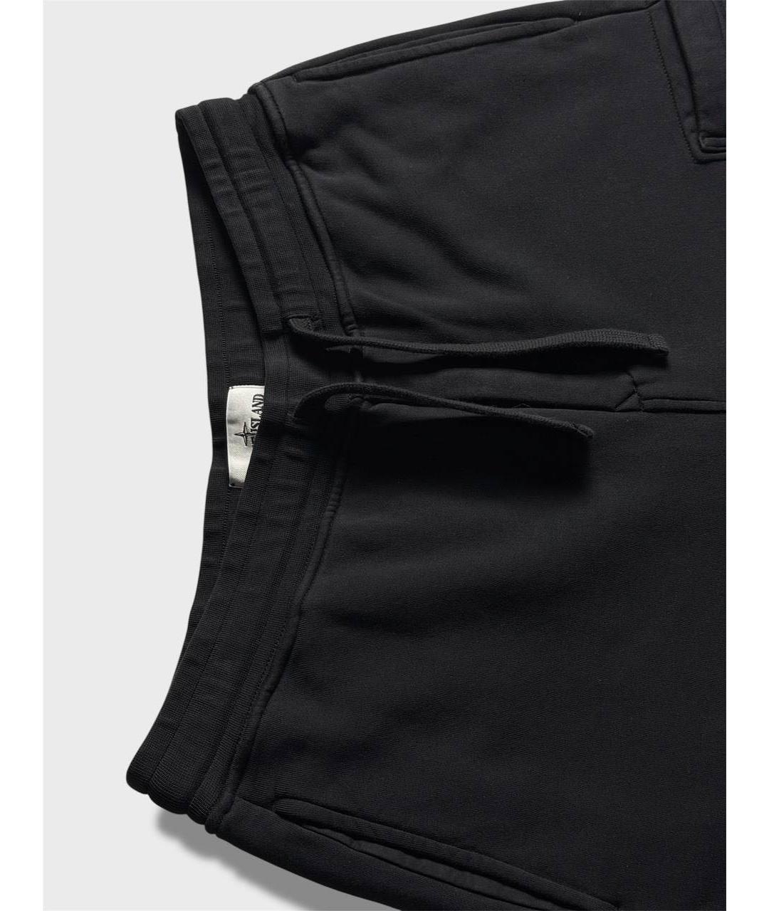 STONE ISLAND Черные хлопковые шорты, фото 3