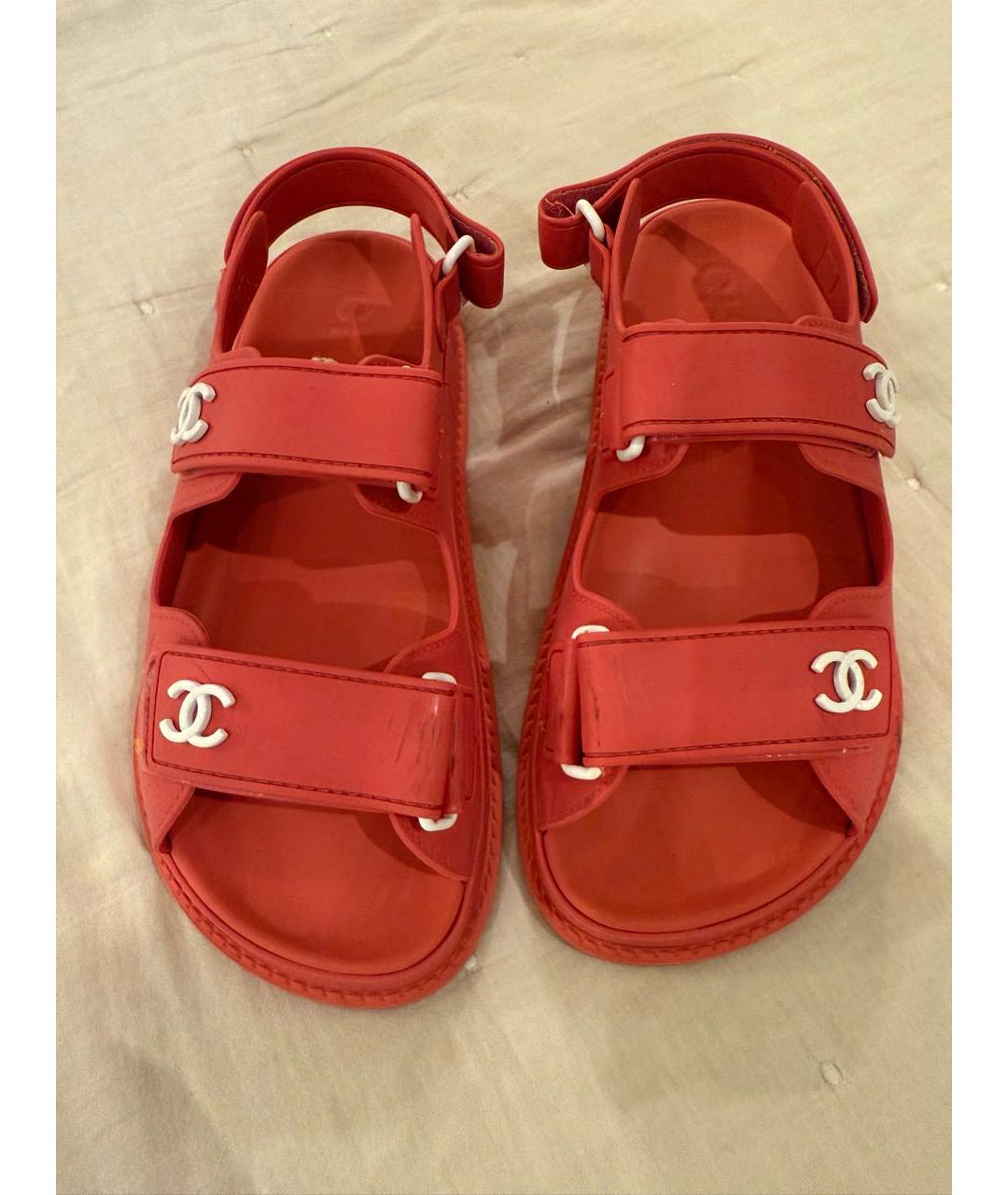 CHANEL Розовые резиновые сандалии, фото 3