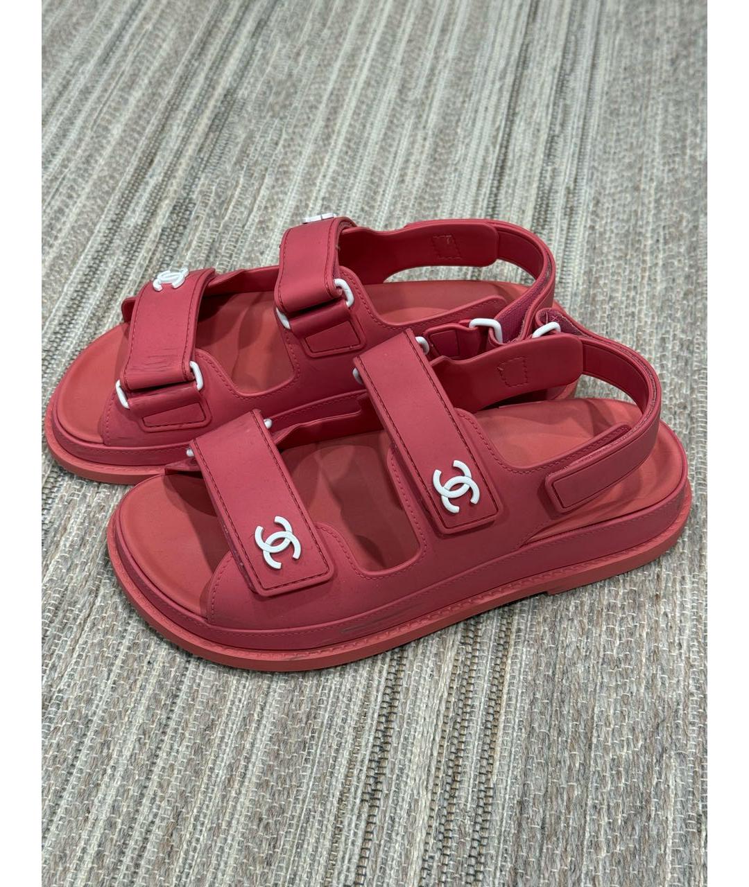 CHANEL Розовые резиновые сандалии, фото 4