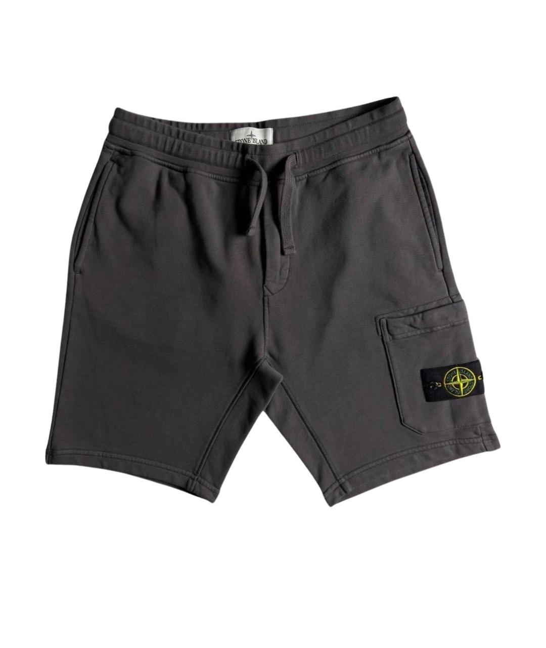 STONE ISLAND Антрацитовые хлопковые шорты, фото 1