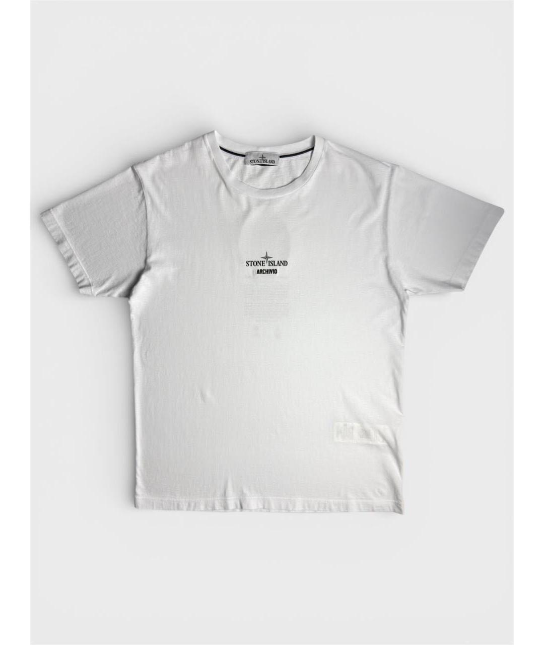STONE ISLAND Белая хлопковая футболка, фото 6