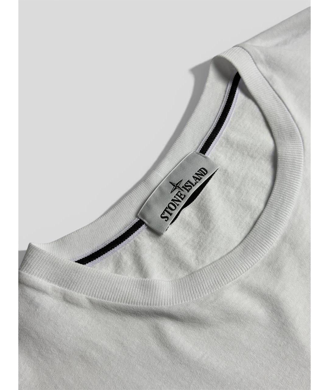 STONE ISLAND Белая хлопковая футболка, фото 3