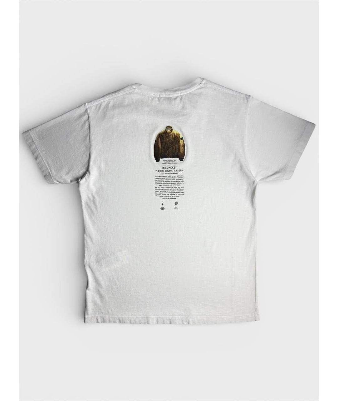 STONE ISLAND Белая хлопковая футболка, фото 2