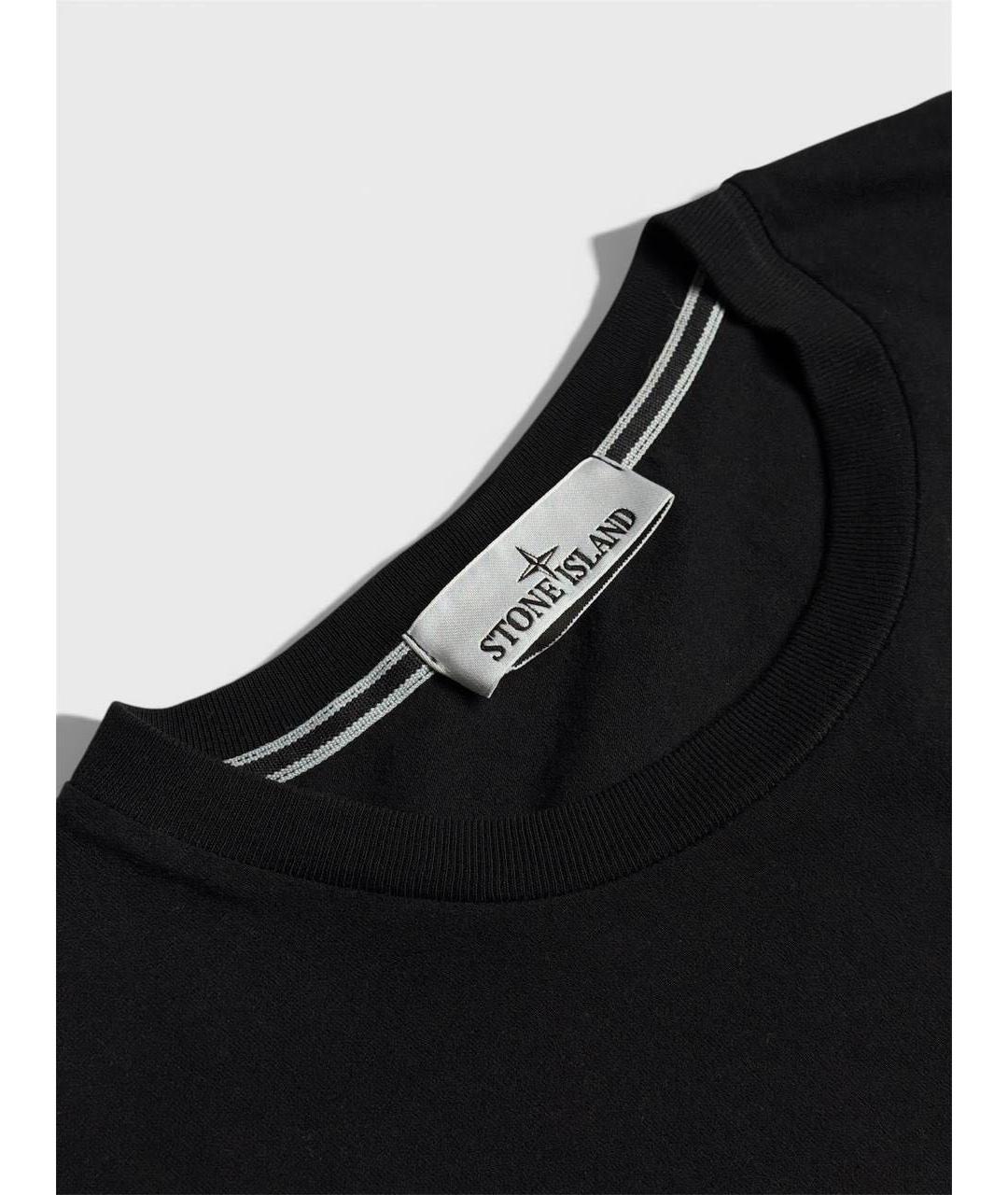 STONE ISLAND Черная хлопковая футболка, фото 3